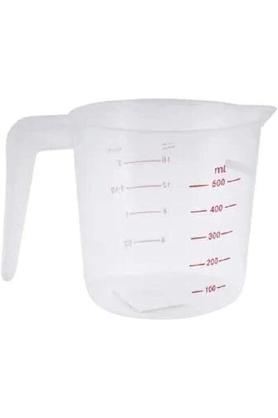 Generic Transparent/Red Acrylic Liquid Measuring Cup 500ml