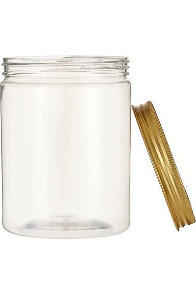 Generic Alsaqer Round Spice Plastic Jar with Gold Lid 3-Pieces Set, 500 ml Capacity