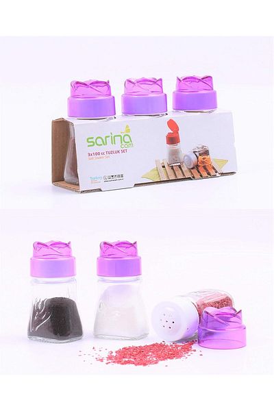 Generic Home Concept Glass Salt And Pepper Shakers 3 Piece Set, Purple