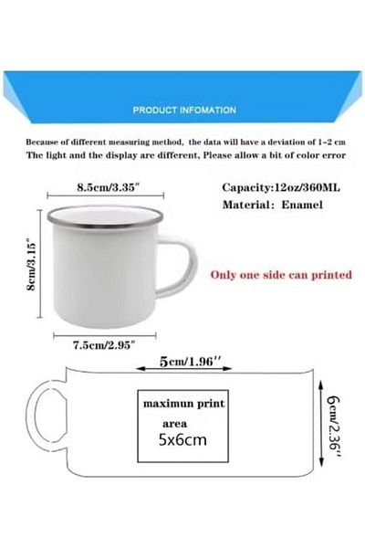 Generic 12 Ounce Handmade Enamel Mug,Plain White Mugs,Enamel Camping Mug Set,DIY Cups for Tea, Coffee and H