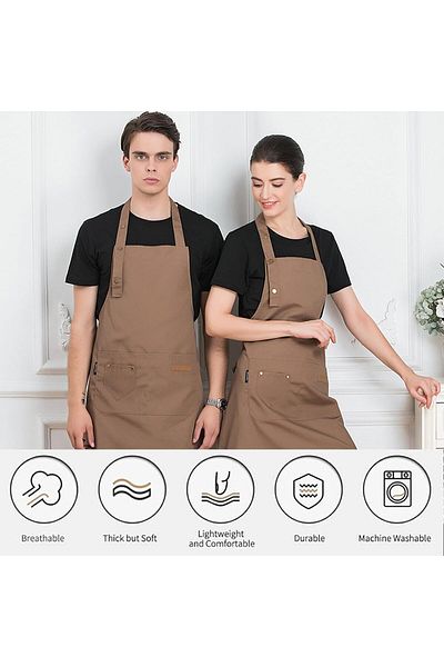 Generic Adando Kitchen Apron for Women and Men - Terylene, Adjustable, Oil and Stain Resistant With Pockets