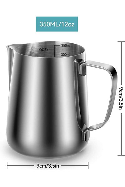 Generic Proxima Direct Milk Frother Jug 350ml/12oz 304 Stainless Steel Frothing Pitcher Steaming Measuremen