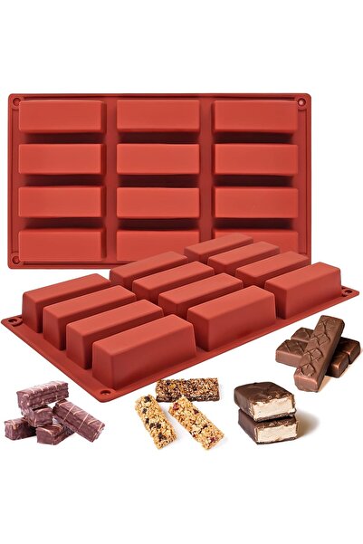 Generic JOERSH 2-Pack 12-Cavity Silicone Granola Bar Molds (Rectangular)