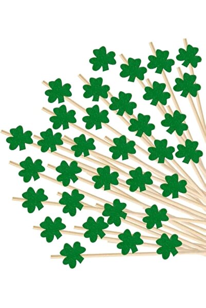 Arabest 100 Pcs Shamrock Bamboo Toothpicks,for Party, Food and Drinks Decorat...