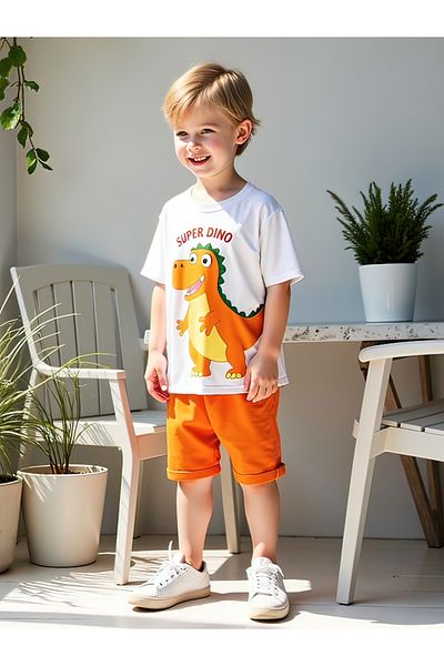 Take Two By Styli Kids 2pcs Graphic Print Short Sleeve T-Shirt and Shorts