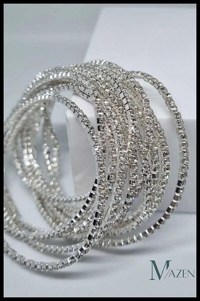 MAZEN 6 Pieces Silver Color Elastic Waterway Bracelet