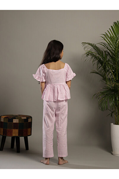 Sanskrutihomes By Styli Checked Embroidered Top and Pants Set