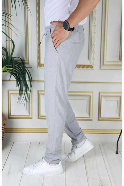 Denim Ανδρικό γκρι ιταλικό κομμένο ποιοτικό εύκαμπτο λεπτή εφαρμογή Lycra ελαστικό κορδόνι Κομψό βαμβακερό υφασμάτινο παντελόνι Σχολείο