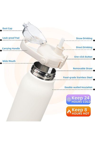 Generic VANANAILS Sports Water Bottle, Stainless Steel with Safety Lock Lid and Carrying Handle, Thermos, 1