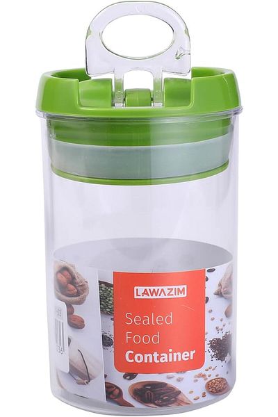 Generic Lawazim Sealed Food Container -7x12.5cm,Round Green- Leak-Proof BPA-Free Plastic Container for Food