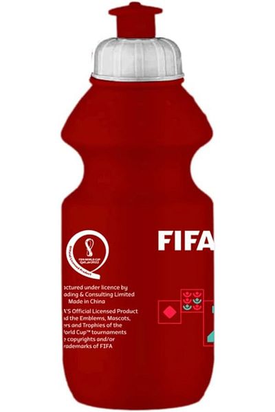 Generic FIFA World Cup Qatar 2022 Graphic Printed Hdpe Sports Water Bottle 350ml Red