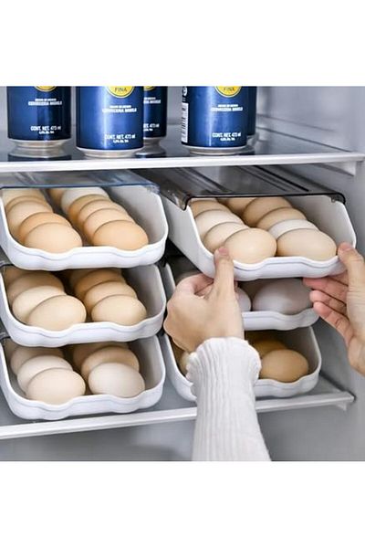 Generic Egg organizer with a transparent, breathable cover for storing, organizing, and preserving eggs in the refrigerator
