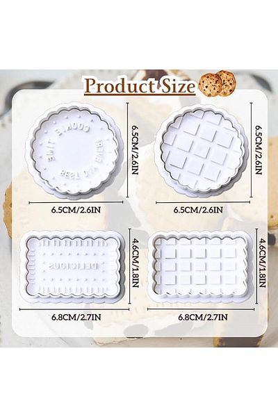 Generic 4 Piece Cookies Stamp Moulds Set for Kids,Fondant Cutters and Moulds Cookie Press Cutter Baking Sha