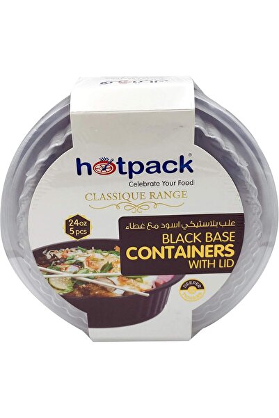 Soft N Cool Hotpack - 5 Pieces Black Base Round Microwavable Container With L...
