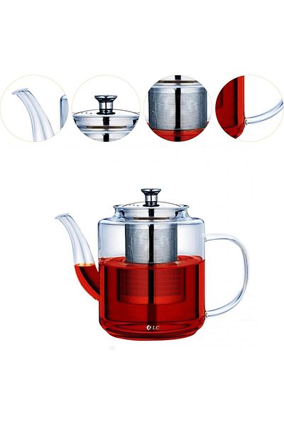 Biki Glass Teapot with Stainless Steel Infuser & Lid | Capacity- 800 mL