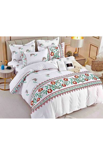 JOJO Elegant 6-Piece Linen Set with Fine Cotton Elastic, Bed Sheet 180x200cm, 2-Person Bed