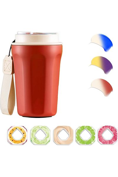 Generic NALACAL Water Bottle, Air Flavoured Water Bottle with Straw & 5 Scent Flavoured Pods, 450ML Vacuum