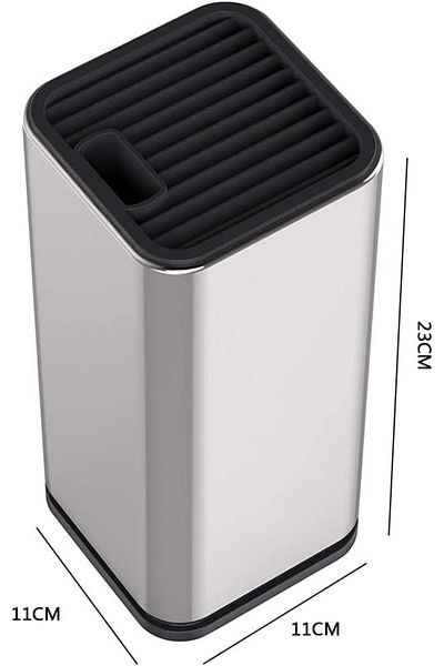Generic SupWolf Universal Knife Block Holder Stainless Steel Modern Rectangular Design with Scissors-Slot,