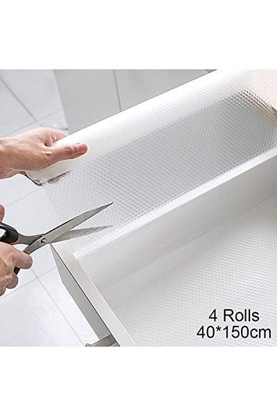 Generic HAUSPROFI 4 Rolls Drawer Liners Fridge Liners Non-Slip Shelf Liners 40x150cm Refrigerator Mats Anti