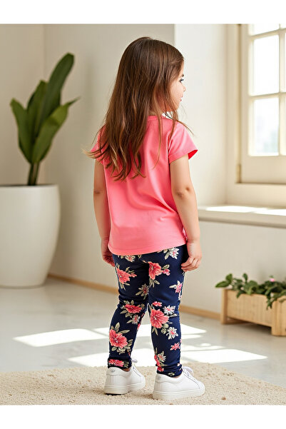 Take Two By Styli Kids Pink Short Sleeve Floral Printed Leggings Set Pack of 2