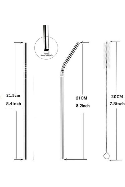 Generic SHOWAY 12pcs /Set Stainless Steel Straws Reusable 2 Cleaning Brush ，Metal Straw for Smoothie, Milks