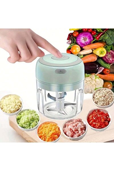 Generic مفرمة ثوم كهربائية لاسلكية، سعة 250 مل، معالج طعام محمول قابل لإعادة ...