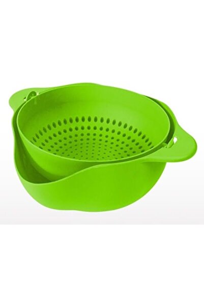 cc bin shihon مصفاة دوارة مزدوجة الطبقات | خالية من مادة BPA | مجموعة من وعاءين لتصريف المطبخ وسلة لغسل الخضراوات