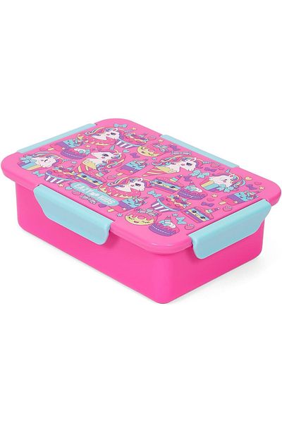 Generic Eazy Kids 1/2/3/4 Compartment Convertible Bento Lunch Box Unicorn Desert - Pink 850ml