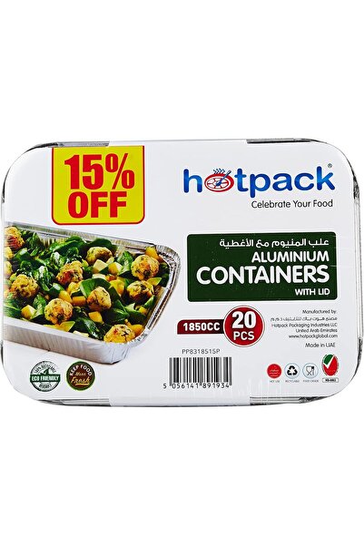 Hotpack Aluminium Container 1850ml with Lid 20 Pieces