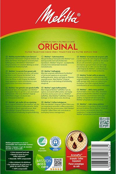 Generic Melitta, 40 Coffee Filters, Size 1x6, for Filter Coffee Makers, Original, Brown, 40 Filters