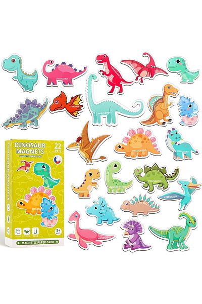 Generic TERRIFI 22PCS Magnets Dinosaur Toys for Kids 3+, Fridge Magnetic Dinosaur Set for Toddlers, Fridge