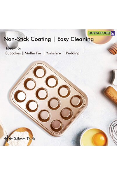 ROYALFORD 12-Cup Muffin & Cupcake Baking Tray (38 x 29.5 x 3.5 cm)