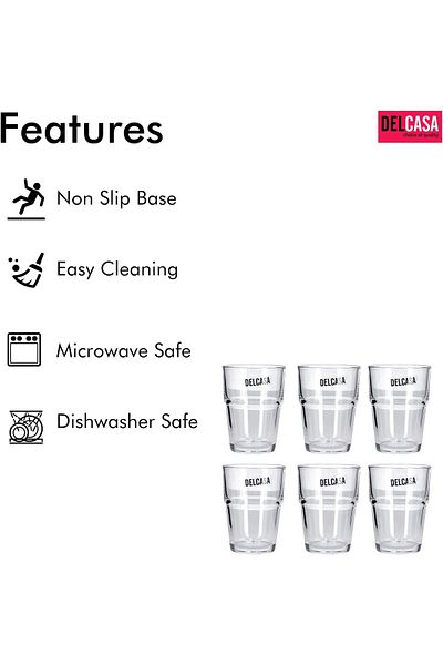 Generic Delcasa 6PC Tumbler Glass Set, 7oz/200ml - Tumbler Glass for Drinking Tea - Transparent, Sleek Desi