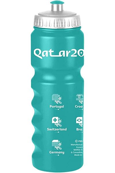 Generic FIFA World Cup Qatar 2022 Graphic Printed Hdpe Sports Water Bottle, Teal, 750Ml, RT5008034