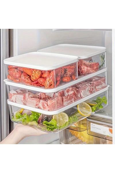 Generic Refrigerator 4-Piece Plastic Containers for Organized Storage of Meat, Vegetables & Fruits, BPA-Fre