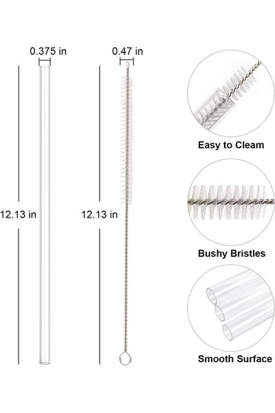 007 Beonsky Replacement Straws for Stanley 40oz/30oz - 6 Reusable Tritan Straws with Brush, Clear