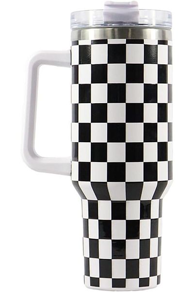 Generic ALMEKAQUZ Tumbler with Handle Flip Straw, Stainless Steel Insulated Cup, Cold-Proof Car Cup, Reusab