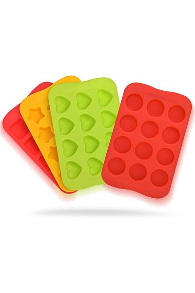 Generic VAODO 4 Pack Ice Cube Trays, Food Grade Silicone, DIY a Variety of Shapes Ice Cube Ball Maker, for