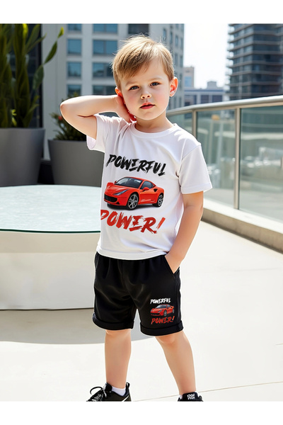 Take Two By Styli Kids 2pcs Graphic Print Short Sleeve T-Shirt and Shorts