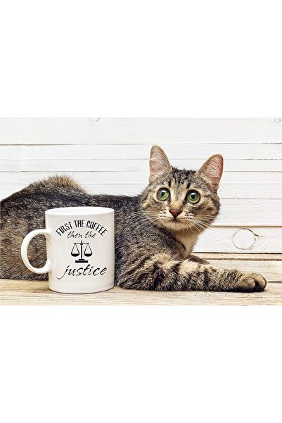 Generic Innovative Coffee Mug Printed with 'First The Coffee Then Justice' - White, 11oz