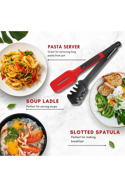 Generic multifunctonal kitchen utensils set (8 in 1) - 1 pcs custom "grey & black - red & black " silicon c