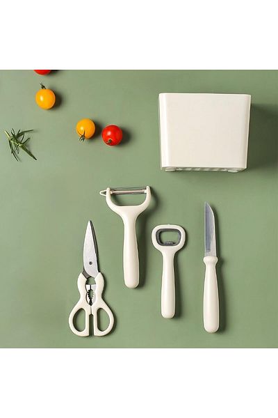Generic ALMEKAQUZ Stainless Steel Kitchenware Set of 5, Portable Kitchenware Set with Storage Stand, Fruit
