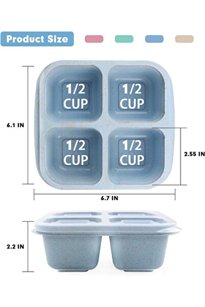 Generic Pack of 4 Bento Snack Containers for Kids and Adults - Orange (Polypropylene)