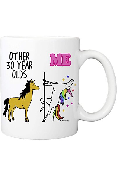 Be Care My Cozy Cups Unicorn Design Coffee Mug with '30 Year Olds Me Unicorn'