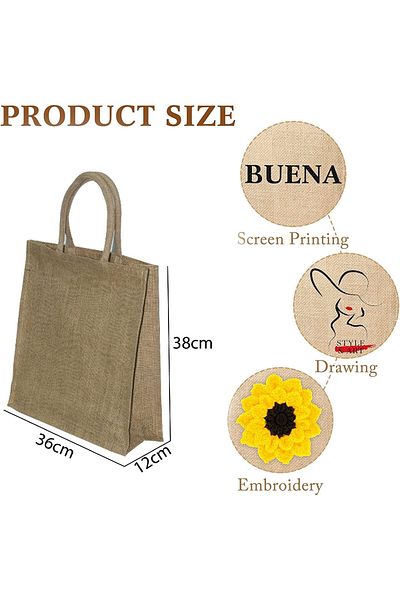 Generic IN.HOUSE Jute shopping tote bag with handles 38x36x12cm jute gift tote beach bag for bridesmaid wed