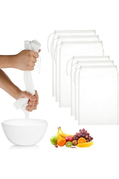 Generic 6 قطع من أكياس تصفية المكسرات، أكياس قماش نايلون للتصفية بحجمين، أكيا...