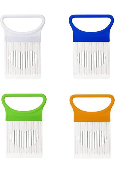Generic KASTWAVE 4 Piece Stainless Steel Onion Holder and Vegetable Slicer Set for Easy Cutting of Onions,