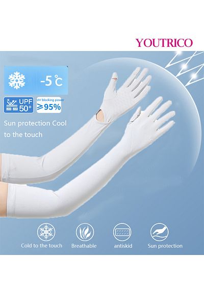 Youtrico Sun Protection Gloves Summer Cycling Fingerless Gloves For Driving Spf50 High Protection