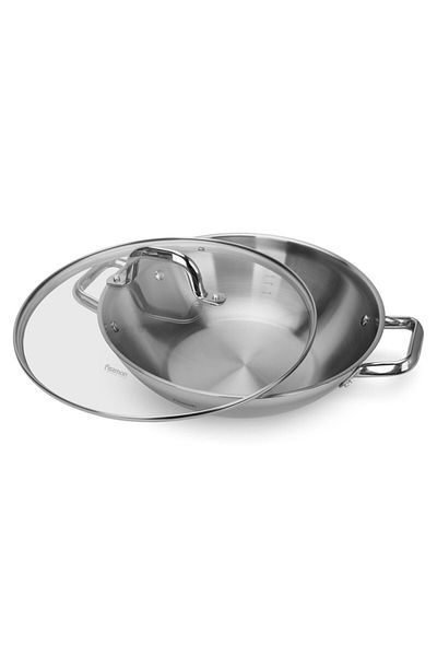 Fissman Wok Vero 32cm/5LTR With Glass Lid Stainless Steel