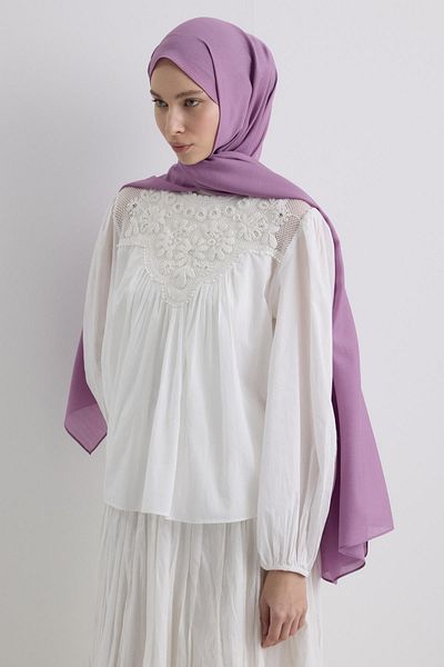 Fenza Paris Silk Orchid Purple Color Cotton Shawl